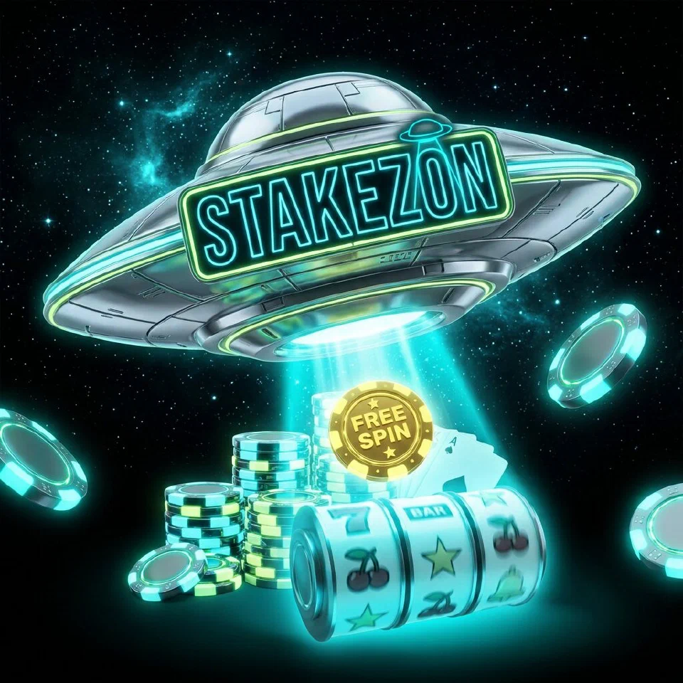Neon pokie reels spinning inside a glass dome on an asteroid