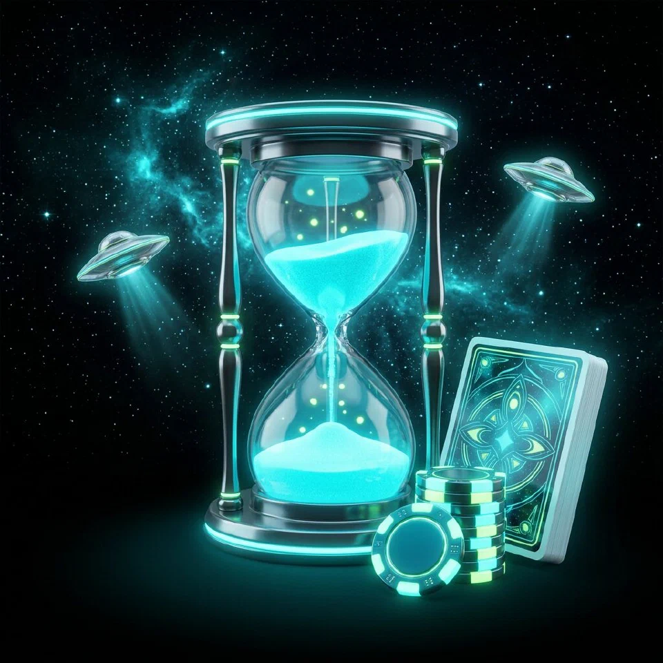 Glowing cyan shield floating in front of a calm starfield